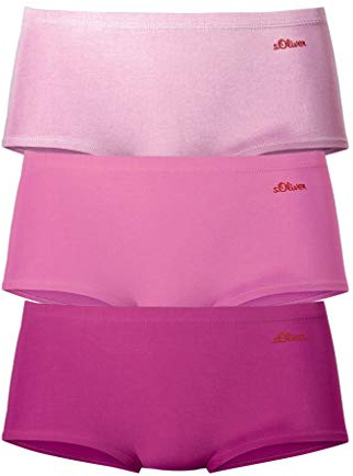 s.Oliver Damen Bodywear Panty (3 Stück) | seitlichem Logodruck, Roter Akzent seitlich, Großzügige Beinausschnitte, Bequemer Sitz, Nahtloses Tragegefühl