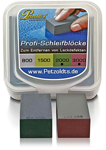 Petzoldt's Nass-Schleifblock Set mit Körnung 2000 und 3000, bearbeiten Sie Staubeinschlüsse, Lackläufer, Beispritzränder o. ausgetupfte Steinschläge