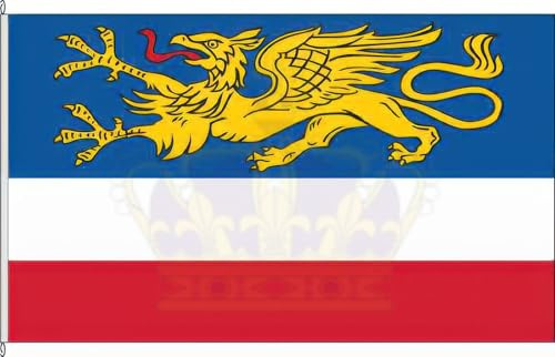 KÖNIGSBANNER Zertifizierte Flagge Fahne Rostock - HRO 40 x 60cm - Kleinflagge doppelt gesäumt mit Hohlsaum für Stab aus deutscher Flaggen-Manufaktur