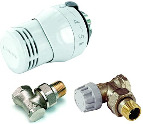 COMAP RK8086032 Kit équerre 3/8-Inclus tête Senso M28 + Corps Thermostatique KV Fixe, Argent