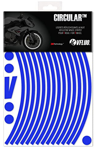 VFLUO - Kit Reflektierende Felgenrandaufkleber Motorrad, Aufkleber für 1 Rad 3M™-Technologie™, 360°-Kreis - Hohe Sichtbarkeit von der Seite – Diskret und Design – Einfache Installation