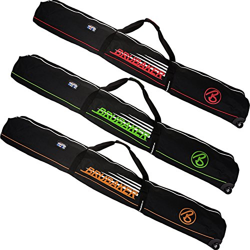 BRUBAKER Skitasche Race Champion - Skisack mit Rollen für 2 Paar Ski und Stöcke - Reißfester Ski Bag 170 cm - Schwarz/Rot/Weiß