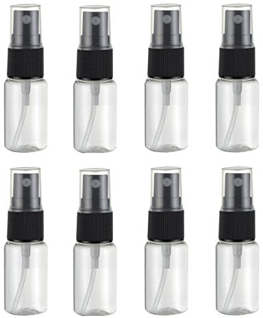 UOOOM 8pcs Atomiser Spray Bottle Set 10ml Transparent Plastic Empty Refillable Beauty Spray Bottle Fine Mist Travel Makeup Bottle (10ml)