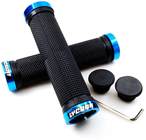LYCAON-Lenkergriffe für Fahrräder aus rutschfestem Gummi, für Aluminiumgriffe mit Verriegelung, Rennräder, Mountainbikes, Klappräder, BMX-Räder, Dreiräder, Roller, Stadträder., blau