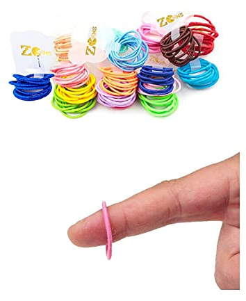 ZCOINS 100 Pcs Mini Elastic Hair Bands for Baby Girls and Toddlers, 2mm No Crease Bobbles, 10 Mixed Colours Hair Accessories