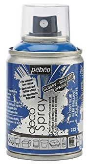 PEBEO - Peinture Acrylique en Spray - Pour la Décoration Multi Supports en Intérieur et Extérieur - Base Eau, Faible Odeur - 100 ml - Finition Brillante - Coloris Bleu Brillant