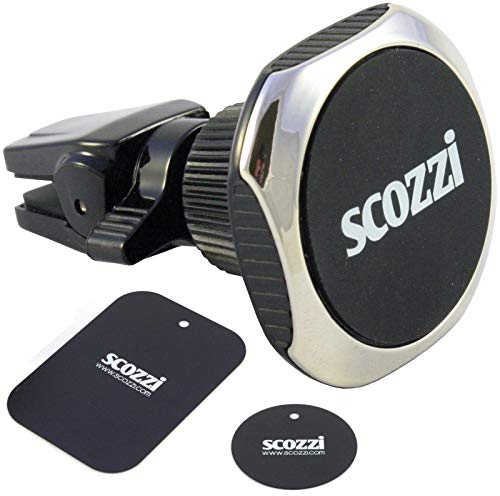 scozzi Handyhalterung Auto Magnet Lüftung rund Lüftungsschlitz KFZ Handy Halterung zB kompatibel mit Samsung S24 S23 S22 S21 S20 A55 A54 A53 A35 für iPhone 15 14 13 12 11 FE Plus Ultra Mini Lite Pro