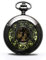 BOSHIYA Herren Taschenuhr Mechanische Leuchtende Vintage Steampunk Skelett Halbjäger Handaufzug Mechanische Taschenuhr mit Kette für Herren Schwarz