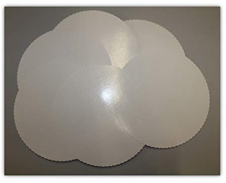 LYSCO 20 Stück Tortenuntersetzer, Pappe rund Ø 28cm weiß mit zackigem Rand Tortenplatten mit Folie beschichtet, verhindert Durchnässen