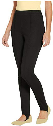 Ladies Ski Pants Womens Pull On Elasticated Stirrup Trousers Soft Stretchy Slim Skinny Leg Elastic Waist Band Comfy Fit Skinny Legging Bottoms(Black, 14)