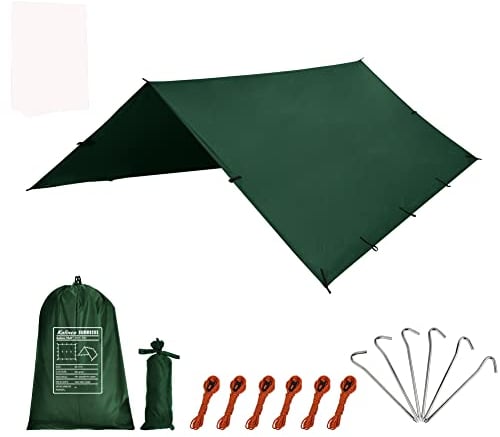KALINCO Zeltplane Tarp für Camping Hängematte Regenschutz Multifunktionales UV Schutz Sonnensegel Zelt (Grün 3x3M)