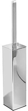 Square Toilet Brush and Holder Toilet Bowl Brush Set Bathroom Modern Design Toilet Brush with Lid Metal (Color : Chrome)