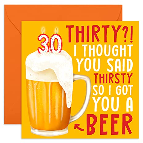 Central 23 Lustige Geburtstagskarte zum 30. Geburtstag Bruder Thirty Thirsty Beer - Glückwunschkarte Geburtstag für Brüder - Lustige Karte für Geburtstage oder Feiern - Birthday Karte für Mann