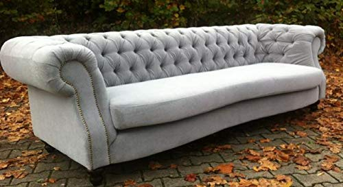 JVmoebel Big Sofa Chesterfield XXL 250cm 4Sitzer Couch Sofa Textil Samt Stoffsofa Polster