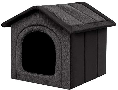 Hundehütte Hundehöhle Hundebett Hundehaus Katzenhöhle Tierbett XXL - 70x60 cm Graphit mit Schwarz