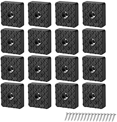GZGXKJ 16 Pcs Black Square Rubber Chair Leg Floor Protectors Glide Non-Slip Furniture Table Chair feet Floor Protector with Screws(30 * 30 * 10mm)