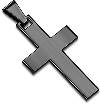 Treuheld® Kreuz Ketten-Anhänger aus Edelstahl | 4 Farben [02.] - schwarz