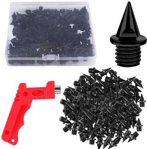 JULMELON 120PCS 1/4inch Black Stainless Steel Track and Cross Country Spikes Golf Shoe Spikes with Spike Wrench, Replacement Spikes for Sprint Sports Short Running Track Shoes