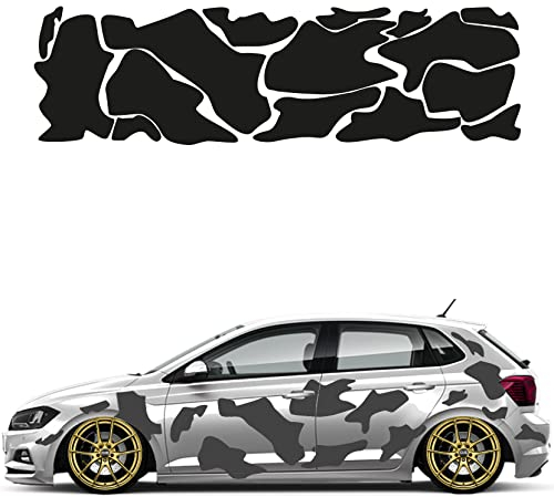 Camouflage Auto Aufkleber Set 15 Teilig Autodekor KFZ Seitenaufkleber Tuningset Camper Wohnwagen Premiumfolie (Matt Dunkelgrau)