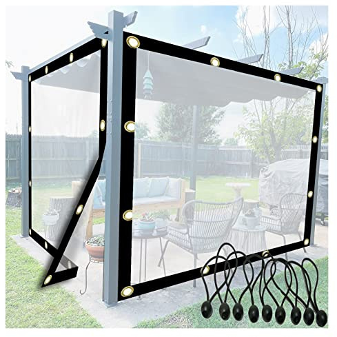AWSAD Pavillon Seitenwände Transparent Klare Plane Transparente Plane Wasserdicht Mit Ösen Reiß und Reißfest für Dachcamping im Freien, 69 Größen (Color : A, Size : 6x2.5m/19.68x8.2ft)
