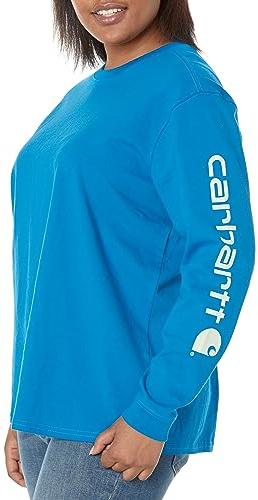 Carhartt Women's 103401 Women's WK231 Long Sleeve Logo T-Shirt, Marine Blue, M