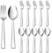 Tafelgabeln und Esslöffel Set, Joyfair 12 Stück Edelstahl Besteck Set, Modernes 19.5cm Groß Gabeln und Löffel für Zuhause/Restaurant/Party, Hochglanzpoliert & Glatte Kanten, Spülmaschinenfest