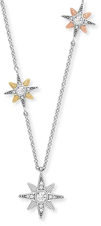 Engelsrufer Damen Halskette aus Sterling Silber mit drei Stern Motiv Anhängern Tricolor - besetzt mit 19 Zirkonia Steinen - Karabinerverschluss - nickelfrei