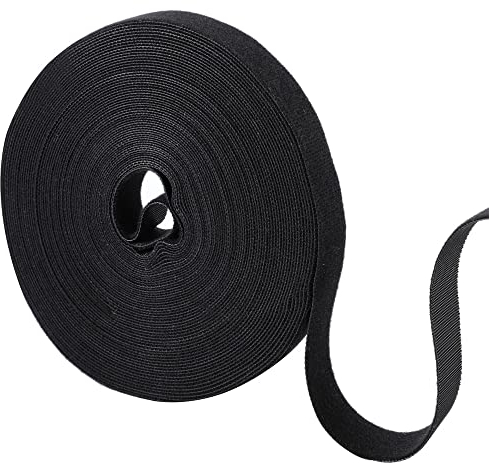 15m Klett Kabelbinder, 20mm Klettband Kabelmanagement Klettverschluss Selbstklebend Klettbandrolle Wiederverschließbar für Kabel Organizer(Schwarz)