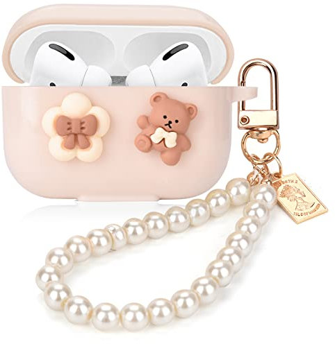 Cute Kawaii Airpod Pro 2nd Generation Case Cover 2022 Compatible with Aesthetic Airpods Pro 2 Case Bear for Girl and Women (Brown)
