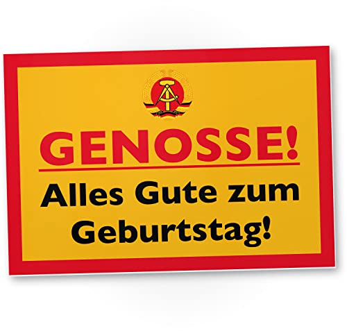 DankeDir! Genosse Alles Gute zum Geburtstag DDR - Schild 30 x 20 cm - Geburtstagsgeschenk Männer Freund Geburtstag Geschenk - Partydeko Geburtstagsdeko Geschenkidee Geburtstagskarte Ossi