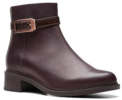 Clarks Women's Maye Grace Fashion Boot, Bordeaux Leather, 36 EU