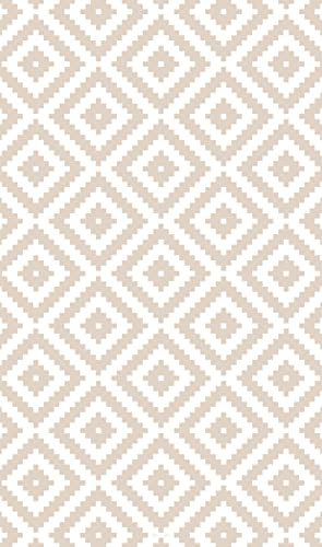 DobleUve Estudio Alfombra Vinílica Geométrica 07 | Color Beige | 140x200 cm | Alfombra Cocina Lavable Antideslizante | Alfombra Vinilica | Suelo Vinílico | Alfombra Vinilo Salón