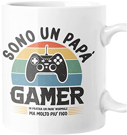 Colorfamily Tasse Papa Gamer Dans la pratique un papa normal mais beaucoup plus cool Fête des pères Mug 11 Oz Cadeau Papa Fils Fille drôle