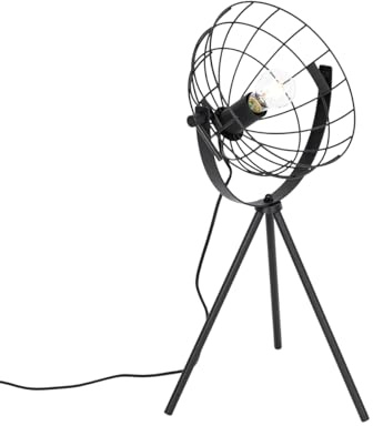 Qazqa Industrie Tischleuchte - Hanze - Schwarz, Rund, max. 60W, Geeignet für LED, 63.6cm, Ideal als Flur, Küche lampe, Schlafzimmerlampe und Wohnzimmerlampe