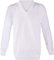 DIGITAL SPOT Mens Bowling White Knitted Ribbed Sweater Adult Sleeveless V Neck Lawn Bowl Top (Long Sleeve White 7G Medium)