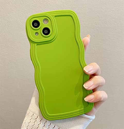 Emlivi Compatible with iPhone 12 Mini Case, Curly Wave Frame Bumper, Shockproof Protective Case for iPhone 12 Mini, Green