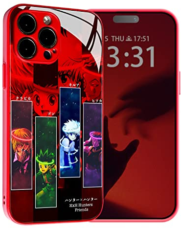 Akatxezy HxH Gon, Killua, Kurapika und Hisoka japanisches Anime-Design, rote Handyhülle, stoßfest, kreative Glasschale für iPhone 11