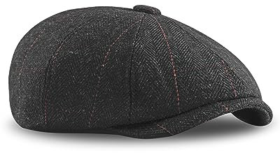 Dalababa Coppola Uomo, Berretto Piatto Baschi, Regolabile 8 Pannelli Cappello Coppola Irlandese Gatsby Newsboy Cap per Uomo e Donna, Nero