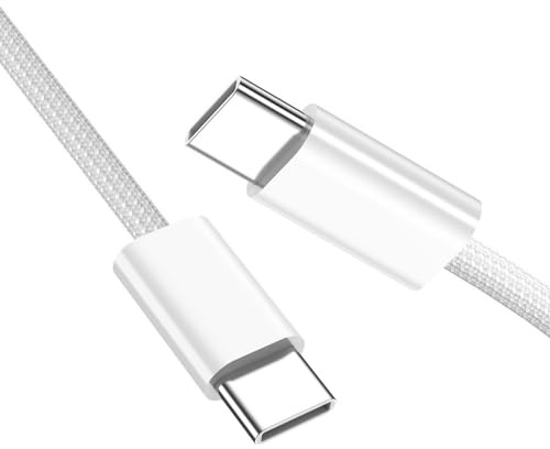 CY Cable USB-C Type C Male to Male 27W 65W Power 480Mbps Data Cable White Sleeve Compatible with Phone & Tablet & Laptop (100cm)