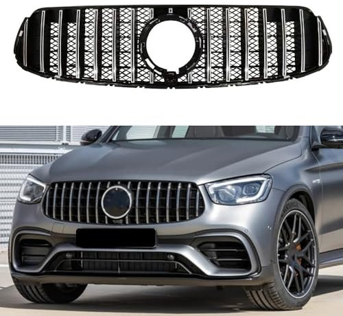 Auto Front Racing Kühlergrill für Mercedes Benz GLC-Klasse X253 C253 AMG Line 2020 2021 2022 Frontstoßstange Kühler Grill GT Stil Gitter,Silver