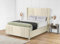 I LIVING COMFORT BEDZ LUXURY BEDS AND MATTRESS Velvetto Storage up Ottoman Gas Lift Bed With Vertical Lined Headboard | Elisa Wingback Small Double size Plush Velvet upholstery (Cream, Lift)