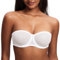 DOBREVA Women's Strapless Bra See Through Sheer Underwired Bras Unlined Plus Size White 36E