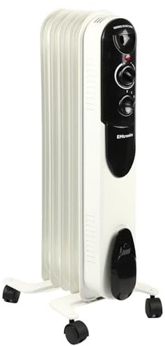 EMtronics EMOFR5WH 1000W/1KW 5 Fin Portable Electric Oil Filled Heater Radiator with Adjustable Thermostat and 3 Heat Settings for 10 sqm Room - White