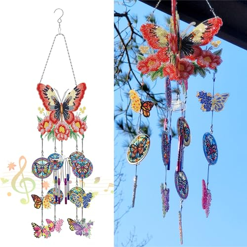 ENCOMAG Windspiel, Diamant Kunst, Vogel, Mehrfarbig, Unkonventionell, Geschenke für Mutter, Oma, Frau, Ehefrau, Schwester, Heim, Fenster, Garten, Hof Dekoration