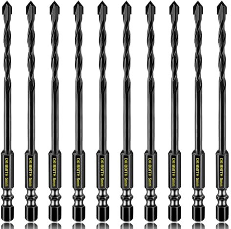 10 Pcs 5mm Masonry Drill Bits Set, Carbide Concrete Drill Bits for Brick, Stone, Concrete, Tile, Ceramic, Porcelain, Glass, Plastic, Wood and More, Quick Change 6mm Hex Shank, with Sturdy Case