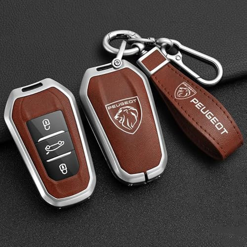 WQIUTT Voiture Coque clé pour Peugeot 208 308 408 508 2008 4008 5008 GT GTLine RCZ Rifter,Protection Boitier Cadre Clés Protege Télécommande Résistance Saleté Résistance l'usure Accessoires,D