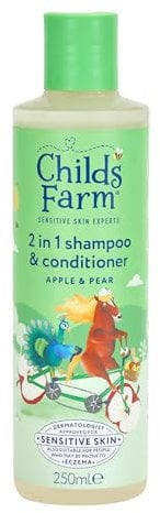Childs Farm 2 in 1 Hair Shampoo and Conditioner, Gentle Tear Free, Apple and Pear Fragrance, Children, Kids, Baby, 250ml