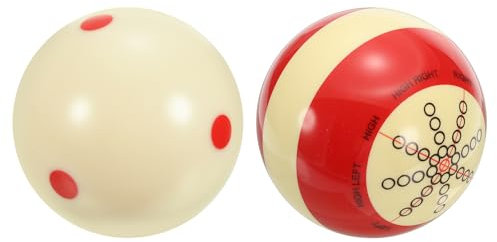 PATIKIL Billiard Practice Training Cue Ball 2-1/4, Set of 2 AAA-Grade Pro Cup Standard Pool Cue Ball with Red Dots Billiard Accessories, White