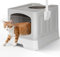 Petslucent Enclosed Cat Litter Box: Hooded Cat Litter Tray with Litter Mat and Scoop - Large Foldable Litter Box with Lid - Front Entry Top Exit Kitty Litter Box - Odor Control Easy Clean (Grey)