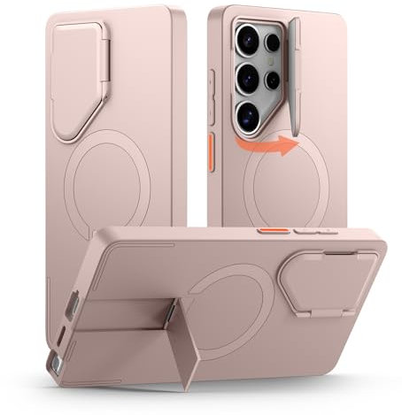 SURITCH Magnetisch Hülle Kompatibel mit Samsung Galaxy S25 Ultra 5G Handyhülle mit Metall Ständer & Kameraschutz Stoßfest Schutzhülle Kratzfest Case für Galaxy S25 Ultra (Rosa)